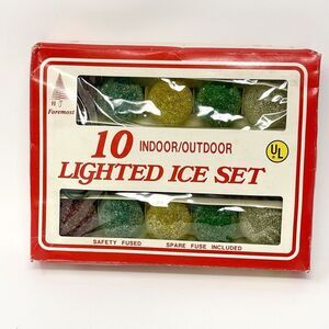 Vintage Ice Frosted Sugar Snowball Christmas Lights Bulbs C7 **8/10 Working**